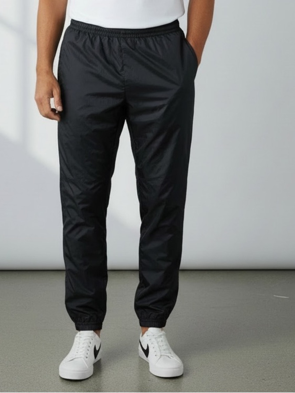 Nike Black Nylon Jogger Pants with Elastic Ankles